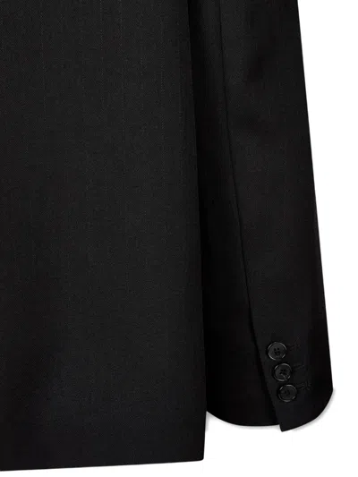 Studio Tomboy Striped Single-breasted Blazer In Black