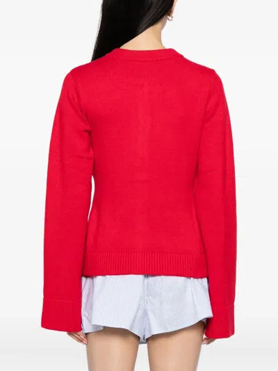 Good American Button Front Knit Cardigan Chili001 In Red