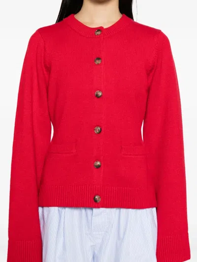 Good American Button Front Knit Cardigan Chili001 In Red