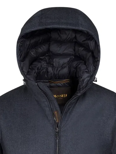Moorer Oniro-ffl Hooded Zip-up Down Jacket In Blue