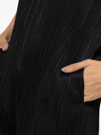 Issey Miyake Pleated Zip Jumpsuit In Black