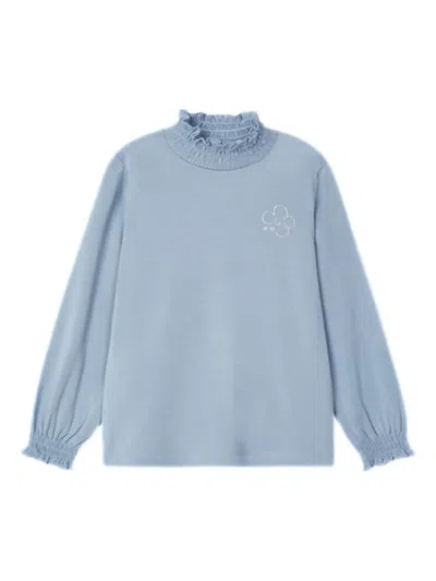 Mayoral Ruffled Turtleneck Top In Blue