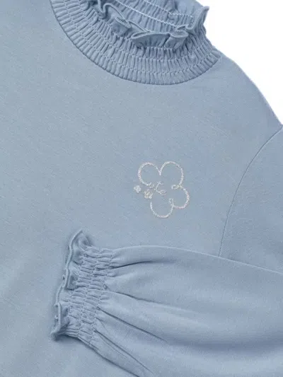 Mayoral Ruffled Turtleneck Top In Blue