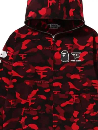 A Bathing Ape Camo Zip Hoodie In Red