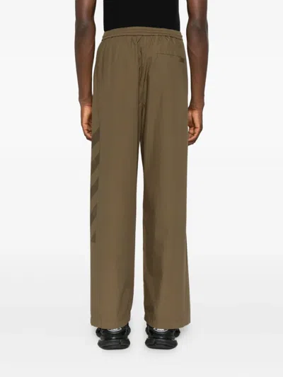 Off-white Tailored Neutrals Trousers With Straight Leg In Green