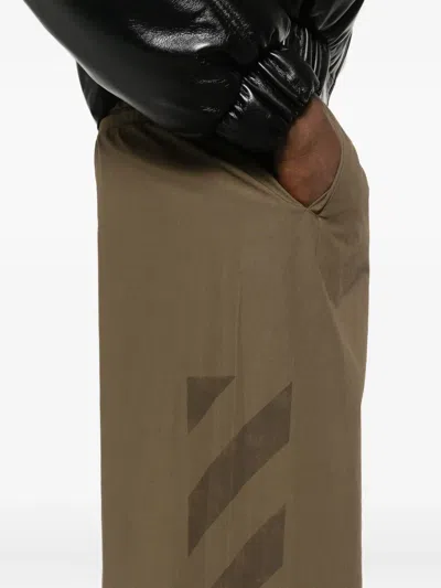 Off-white Tailored Neutrals Trousers With Straight Leg In Green