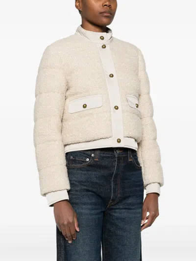 Moncler Button-down Bomber Jacket In Neutral