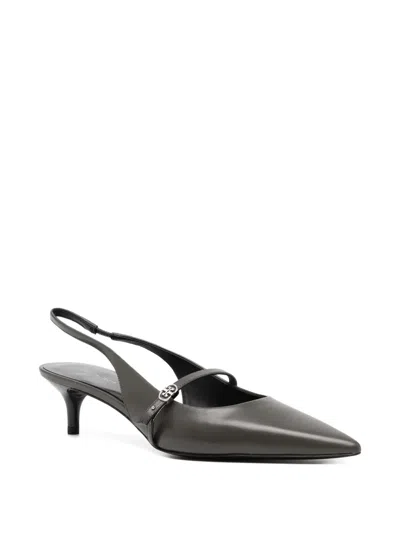 Tory Burch 45mm Logo-buckle Pumps In Gray