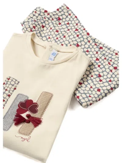 Mayoral Patterned Trouser Set In Burgundy