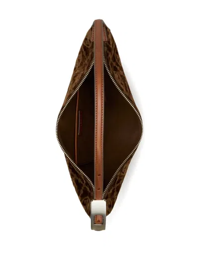 Tory Burch T Monogram Small Flocked Shoulder Bag In Brown