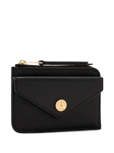 Tory Burch Monogram Envelope-zip Wallet In Black