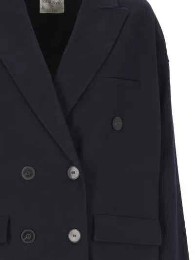 Forte Forte Structured Double-breasted Blazer With Classic Lapel In Blue