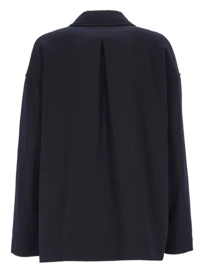 Forte Forte Structured Double-breasted Blazer With Classic Lapel In Blue