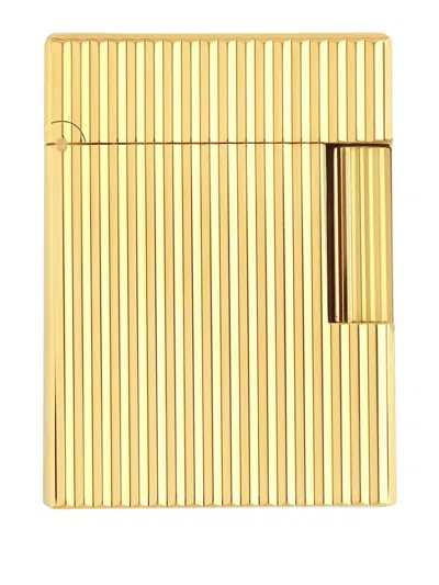 St Dupont Ligne 2 Striped Lighter In Gold