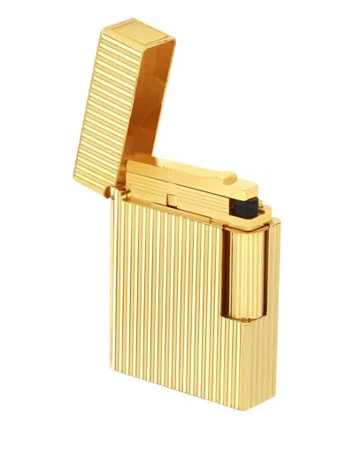 St Dupont Ligne 2 Striped Lighter In Gold