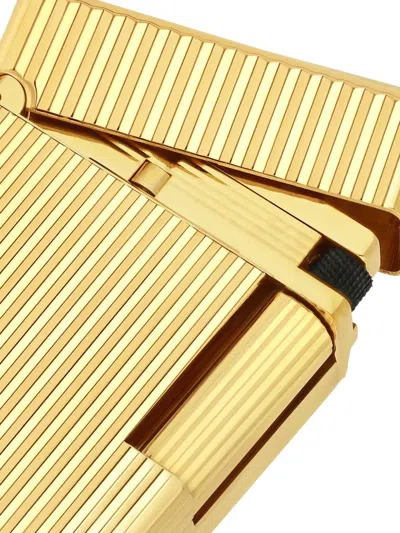 St Dupont Ligne 2 Striped Lighter In Gold