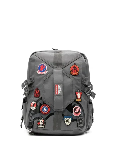 Sprayground Top Gun Patches Dlx Backpack In Gray