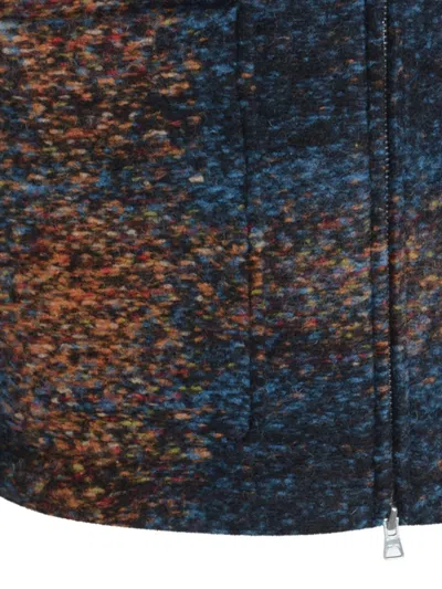 Nn07 Collared Jacket With Textured Fabric And Pockets In Blue