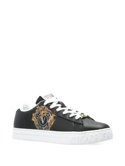 Versace Jeans Couture Logo-print Sneakers In Black
