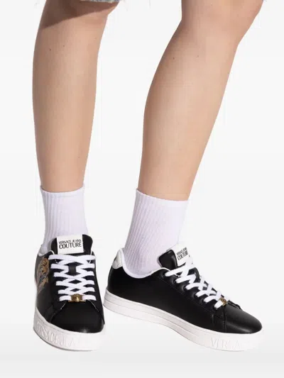 Versace Jeans Couture Logo-print Sneakers In Black