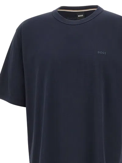 Hugo Boss Boss Men Cotton Jersey T-shirt With Logo In Blue