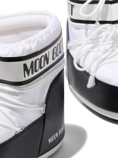 Moon Boot Two-tone Nylon And Synthetic Leather Icon Low Ankle Boots In White