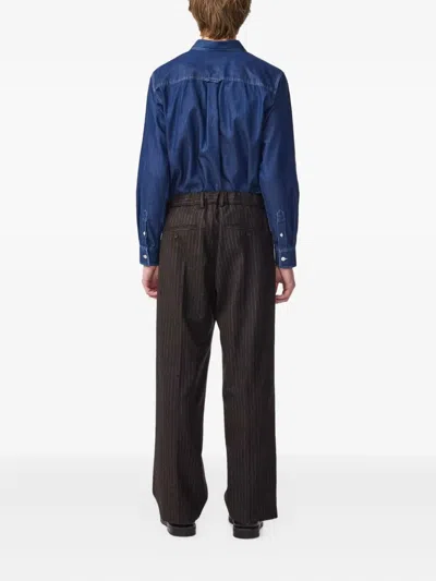 Nn07 Striped Trousers In Brown