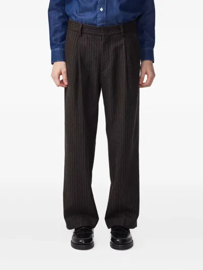 Nn07 Striped Trousers In Brown