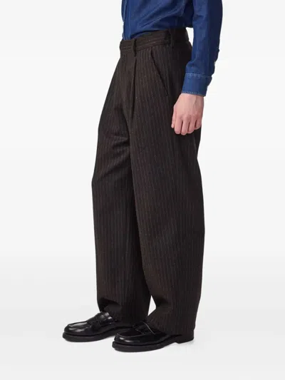 Nn07 Striped Trousers In Brown