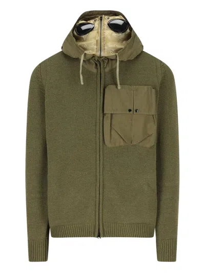 C.p. Company Zip-up Patch-pocket Hoodie In Green