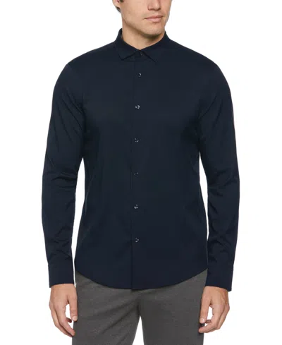 Perry Ellis Men's Slim-fit Stretch Solid Button-down Twill Shirt In Blue
