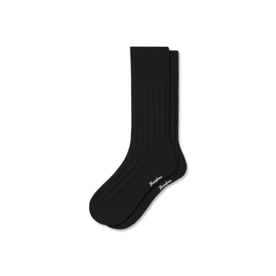 Bombas Merino Cashmere Blend Rib Calf Socks In Black