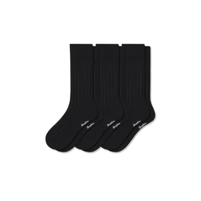 Bombas Merino Cashmere Blend Rib Calf Sock 3-pack In Black