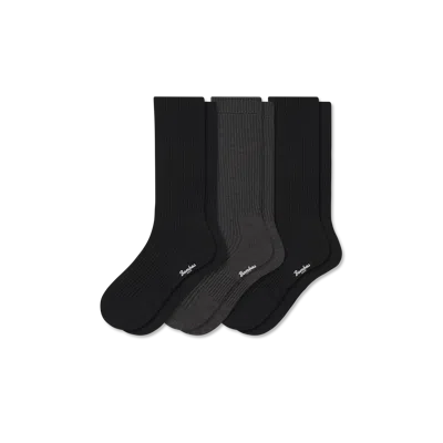 Bombas Merino Cashmere Blend Fine Rib Calf Sock 3-pack In Black