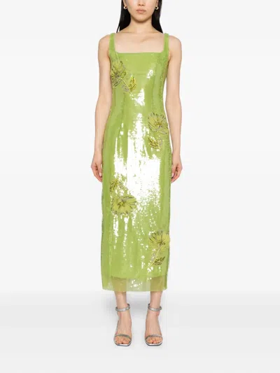 Huishan Zhang Womens Lime Marilyn Sequin Woven Midi Dress In Green
