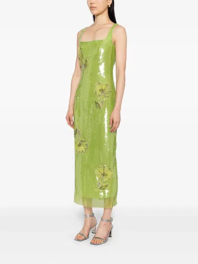 Huishan Zhang Womens Lime Marilyn Sequin Woven Midi Dress In Green