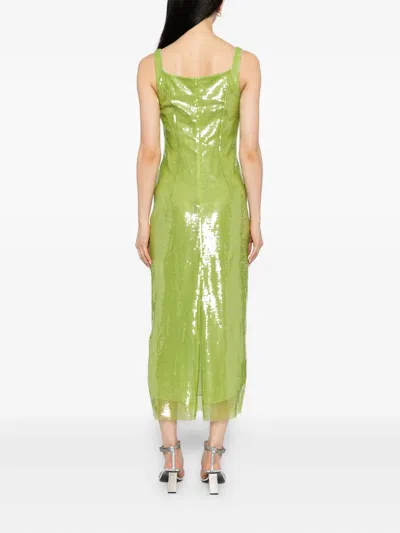 Huishan Zhang Womens Lime Marilyn Sequin Woven Midi Dress In Green