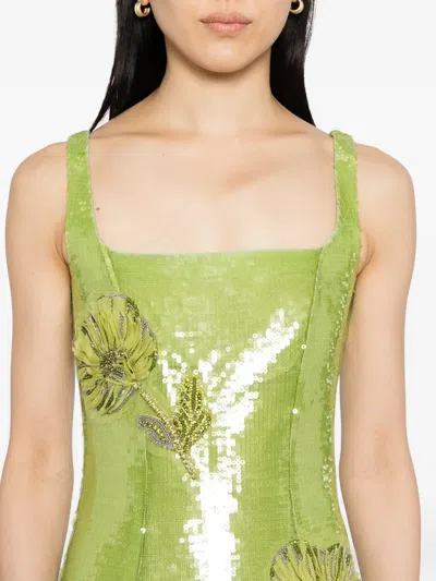 Huishan Zhang Womens Lime Marilyn Sequin Woven Midi Dress In Green