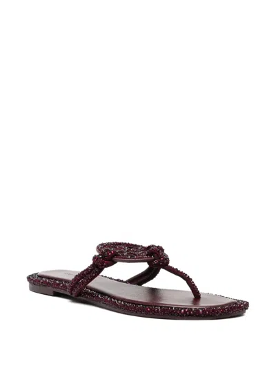 Tory Burch Miller Embellished Medallion Flat Thong Sandals In Burgundy