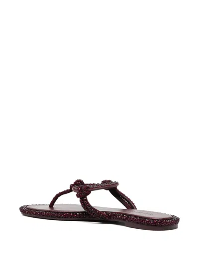 Tory Burch Miller Embellished Medallion Flat Thong Sandals In Burgundy