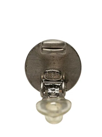 Pre-owned Chanel 1999 Cc Silver And Gold Plated Round Clip On Earrings Costume Earrings