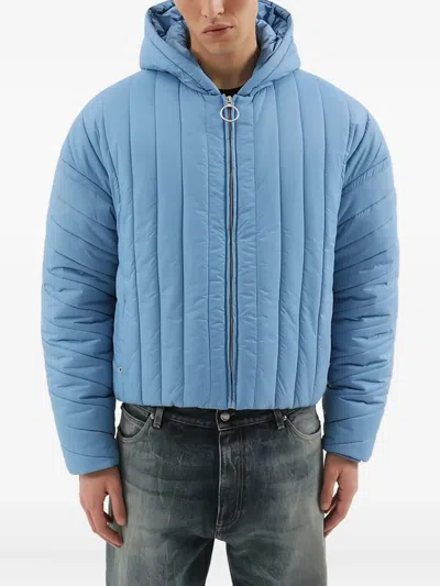 1989 Studio Quilted Down Jacket With Hood And Elastic Cuffs In Blue