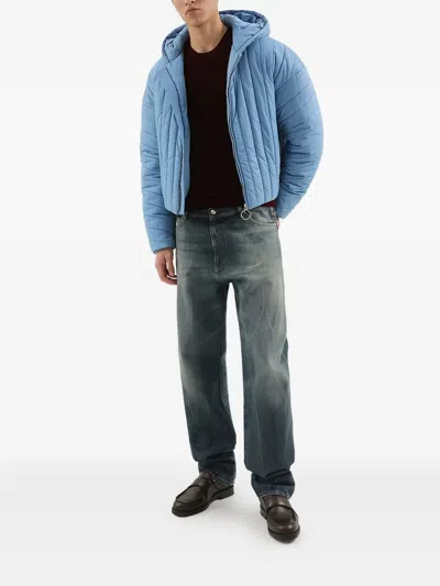 1989 Studio Quilted Down Jacket With Hood And Elastic Cuffs In Blue