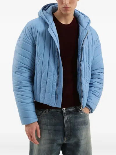 1989 Studio Quilted Down Jacket With Hood And Elastic Cuffs In Blue