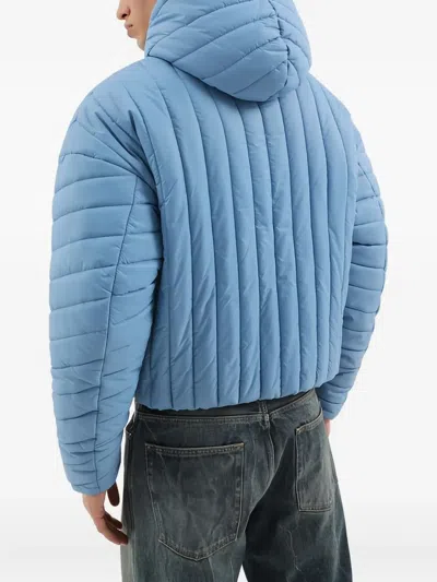 1989 Studio Quilted Down Jacket With Hood And Elastic Cuffs In Blue