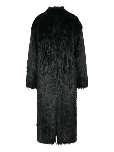 Stand Studio Carolina Faux Fur Long Coat In Black