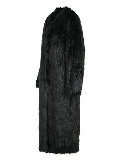 Stand Studio Carolina Faux Fur Long Coat In Black