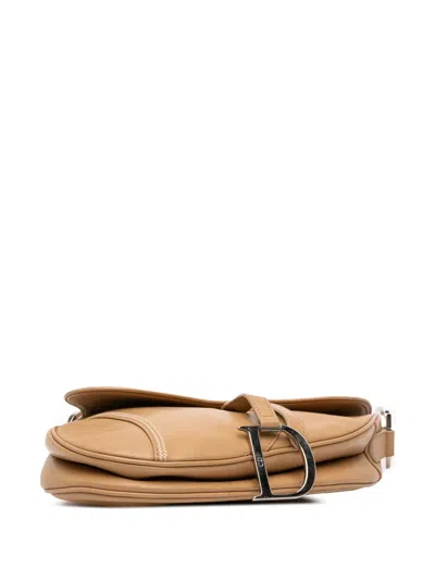 Pre-owned Dior 2005 Leather Saddle Bag Shoulder Bag In Brown