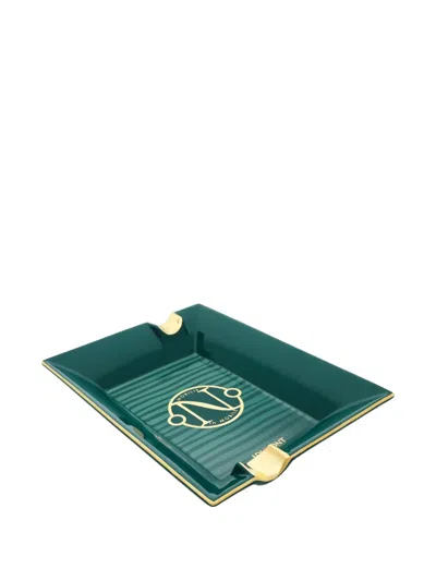 St Dupont Striped Rectangular Ashtray In Green