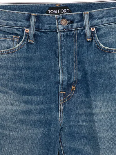 Tom Ford Japanese Stonewashed Flare-fit Jeans In Blue